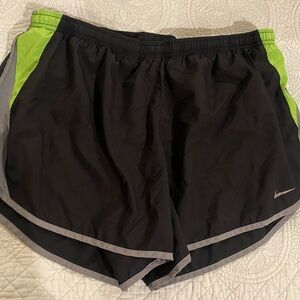 XL Nike Black Running Shorts with Neon Green Side Panels